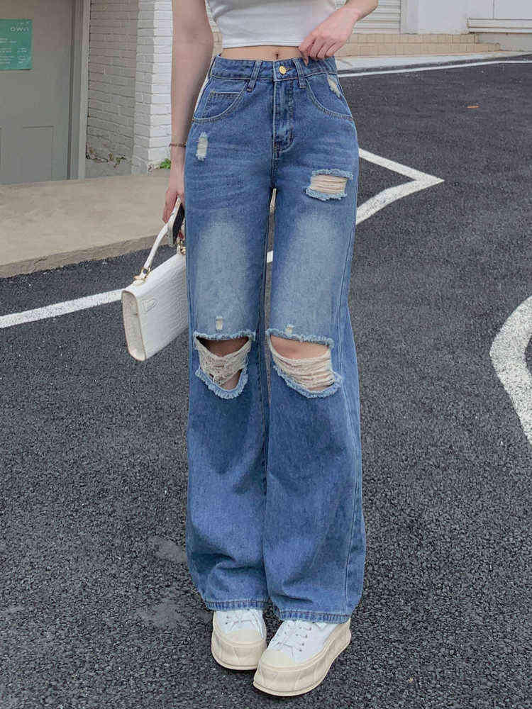 2022 Summer Staight Hole Long Women Jeans Pants High Waist Slim Worn Denim Trousers Blue Hollow Out Washed Whitened Jeans Pants T220728, As photo
2022 Summer Staight Hole Long Women Jeans Pants High Waist Slim Worn Denim Trousers Blue Hollow Out Washed Whitened Jeans Pants T220728, As photo