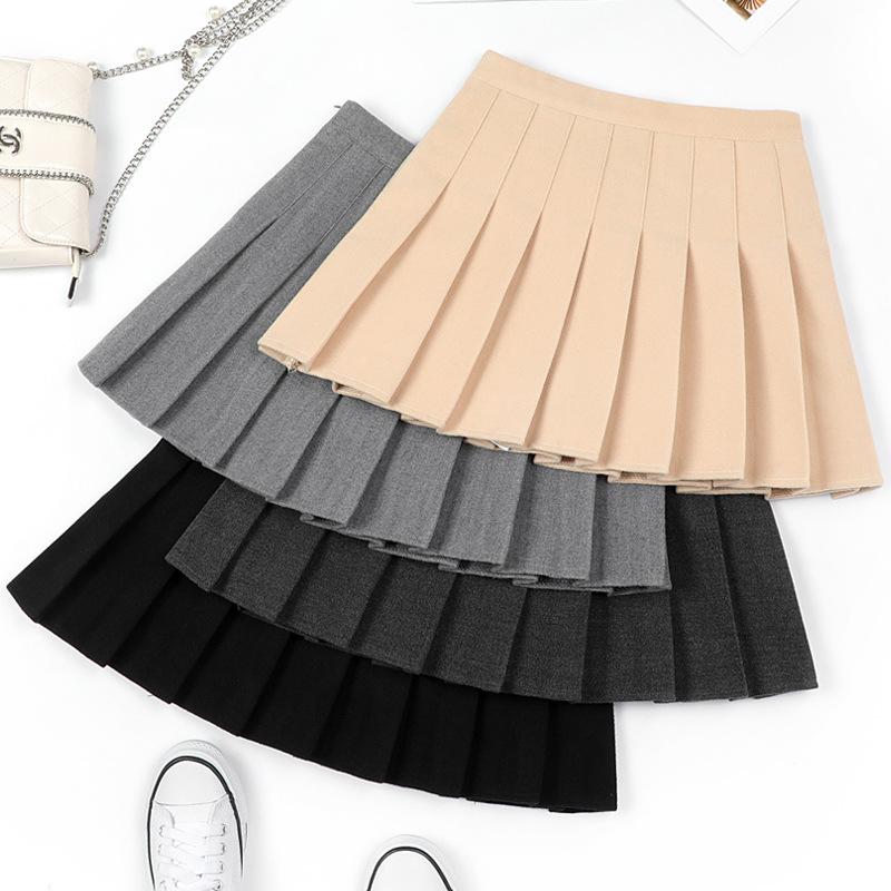 Skirts Autumn And Winter Skirt Women's Brown Woolen High Waist Pleated Solid Color College Korean Short Black A-line SkirtSkirts, 02
Skirts Autumn And Winter Skirt Women's Brown Woolen High Waist Pleated Solid Color College Korean Short Black A-line SkirtSkirts, 02