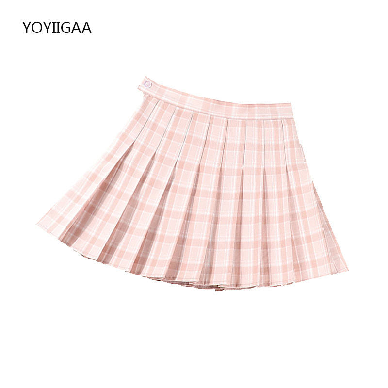 Summer Women Pleated Skirts High Waist Female Plaid Mini Skirt Sweet Cute Ladies Girls Dance Skirt Preppy Style Pleated Skirts 220701