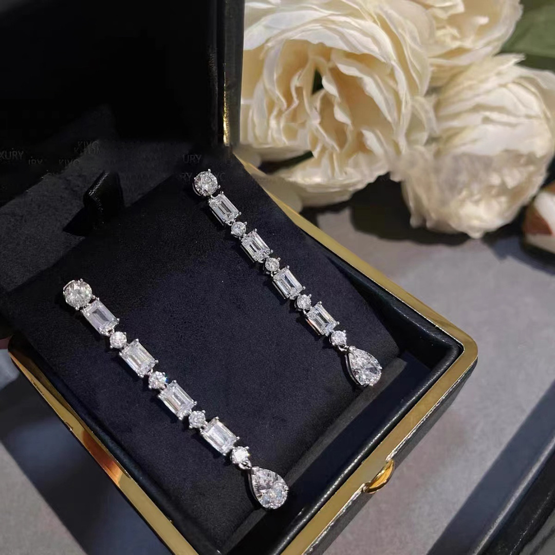 Choucong Top Sell Water Long Drop Diamond Dangle Earring 925 sterling silver Wedding Drop Earrings for Women Bridal Promise Engagement Party Jewelry G