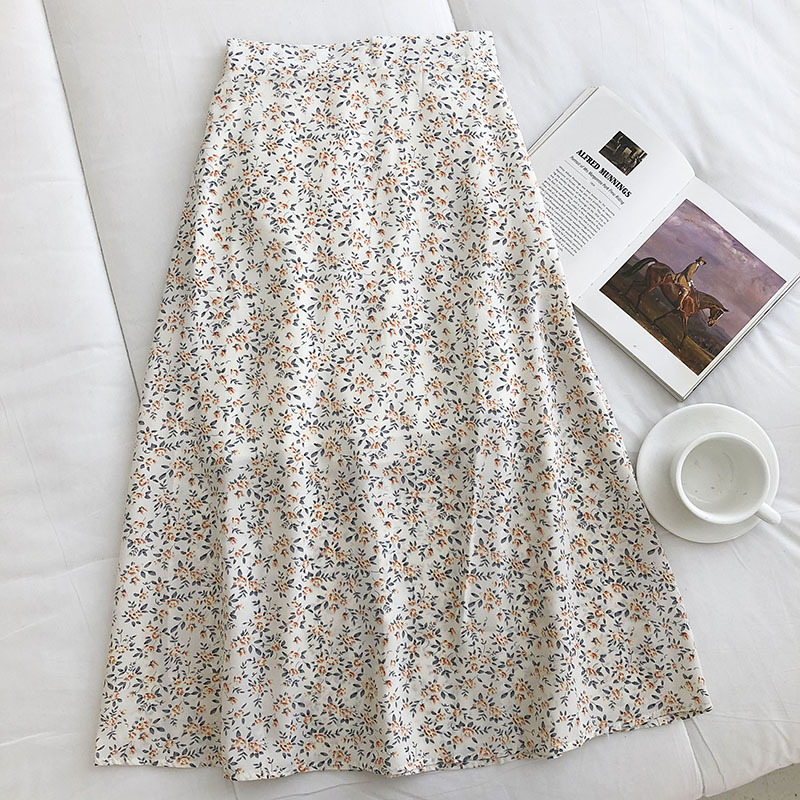 Gagarich Woman Skirt Summer Korean Ins Fashion Temperament Gentle Vintage Floral Slim Versatile High Waist Female 220317