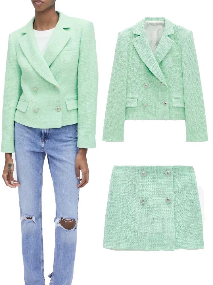 Women's Suits & Blazers Women's Clothing Casual Texture Short Suit Jacket With Lapel Collar Versatile High-waist Texture-breasted Culott, Mint
Women's Suits & Blazers Women's Clothing Casual Texture Short Suit Jacket With Lapel Collar Versatile High-waist Texture-breasted Culott, Mint