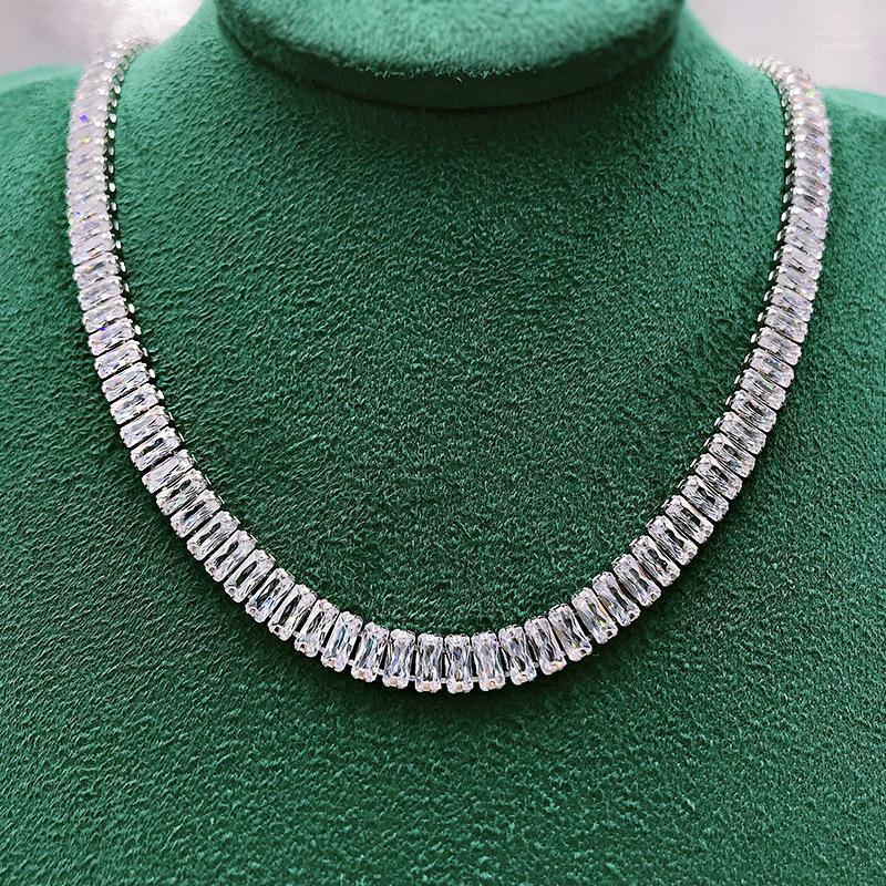 Chains S925 Sterling Silver Full Diamond Necklace Female Luxury Geometric Single Row White 5A Zircon Jewelry
Chains S925 Sterling Silver Full Diamond Necklace Female Luxury Geometric Single Row White 5A Zircon Jewelry