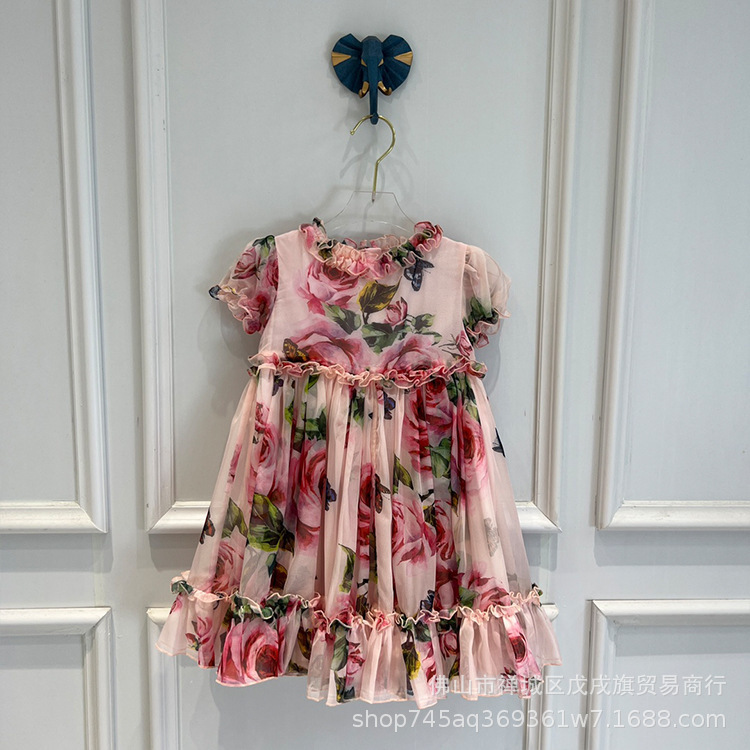 Designer girl's spring summer flower dress flower print elegant noble lady temperament Korean princess skirt is too small, Color
Designer girl's spring summer flower dress flower print elegant noble lady temperament Korean princess skirt is too small, Color