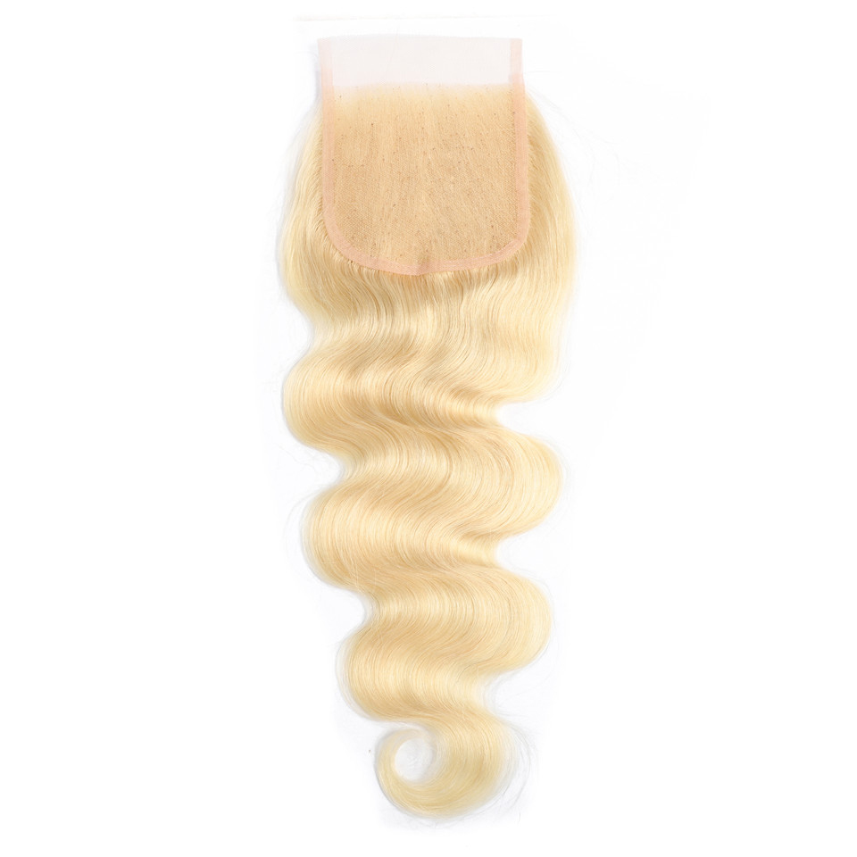 613 Blonde Human Hair Bundles with 4x4 Closure Brazilian Hair Weave Remy