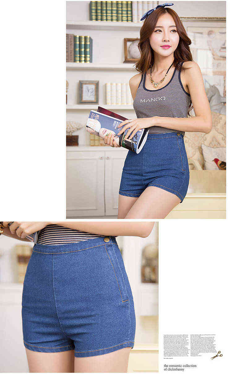 Korean Fashion Sexy Women Slim High Waist Jeans Shorts Denim Bottoms Hot Short Shorts Tight A Side Button shorts Y220417