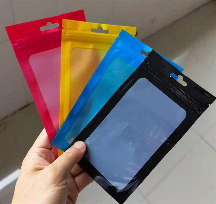General Glossy Plastic Zip Lock Packaging Bags Clear Window Resclosable Jewelry Trinkets Tea Snack Candy Sugar Beaf Wedding Party Gifts Hanging Pouche