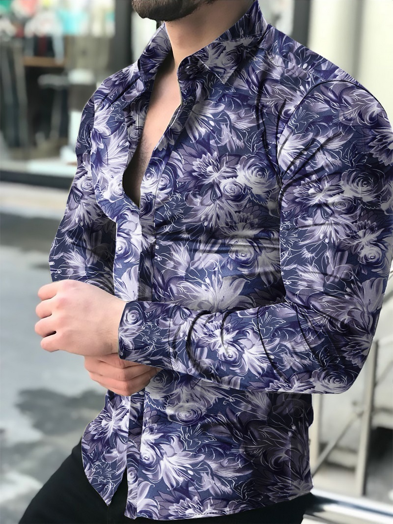 Camisa holgada de manga larga para hombre... ropa Estilo Hawaiano con estampado vacaciones talla gran informal la 220322