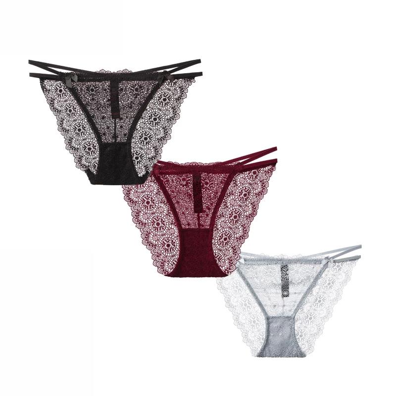 Women's Panties 3 Pcs Sexy Lace Briefs Woman Underwear Breathable Female Double Strap For Women M- BANNIROU, Blue grey nude
Women's Panties 3 Pcs Sexy Lace Briefs Woman Underwear Breathable Female Double Strap For Women M- BANNIROU, Blue grey nude