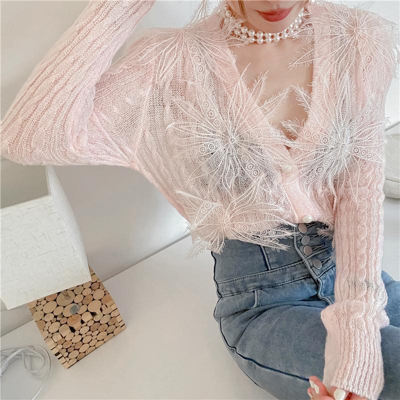 Women's Knits & Tees 2022 Chic Fashion Women V Neck Knitted Cardigan Summer 3D Flower Embroidery Long Sleeve Pink Pearl Button Thin Sweater, Beige
Women's Knits & Tees 2022 Chic Fashion Women V Neck Knitted Cardigan Summer 3D Flower Embroidery Long Sleeve Pink Pearl Button Thin Sweater, Beige