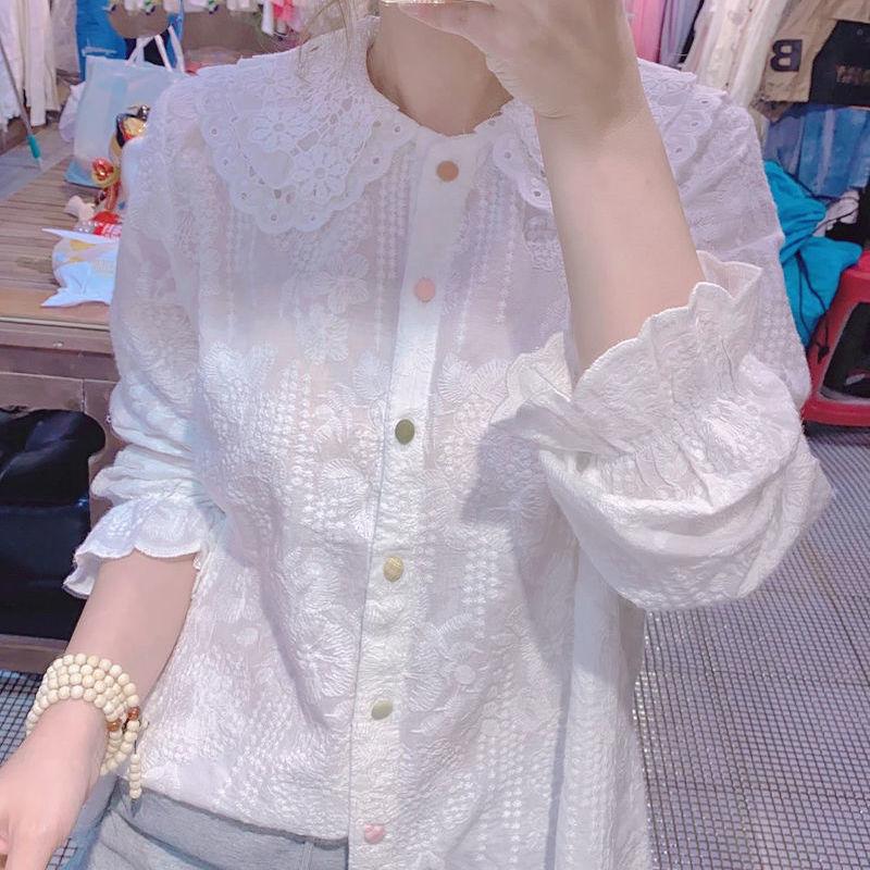 Women's Blouses & Shirts White Blouse Shirt Women Autumn Spring Long Sleeve Kwaii Lace Female Casual Doll Collar Top Double Layer Ruffles K0
Women's Blouses & Shirts White Blouse Shirt Women Autumn Spring Long Sleeve Kwaii Lace Female Casual Doll Collar Top Double Layer Ruffles K0