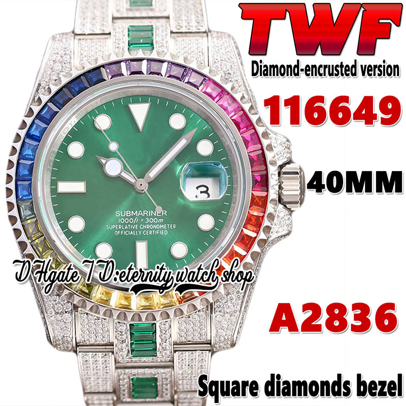 2022 TWF ey126610 t116610 A2836 Automatic Mens Watch i116649 Rainbow Square Diamond Bezel Green Dial 904L Steel Iced Out Diamond Two Tone Bracelet Eternity Watches, Watch waterproof cost
2022 TWF ey126610 t116610 A2836 Automatic Mens Watch i116649 Rainbow Square Diamond Bezel Green Dial 904L Steel Iced Out Diamond Two Tone Bracelet Eternity Watches, Watch waterproof cost