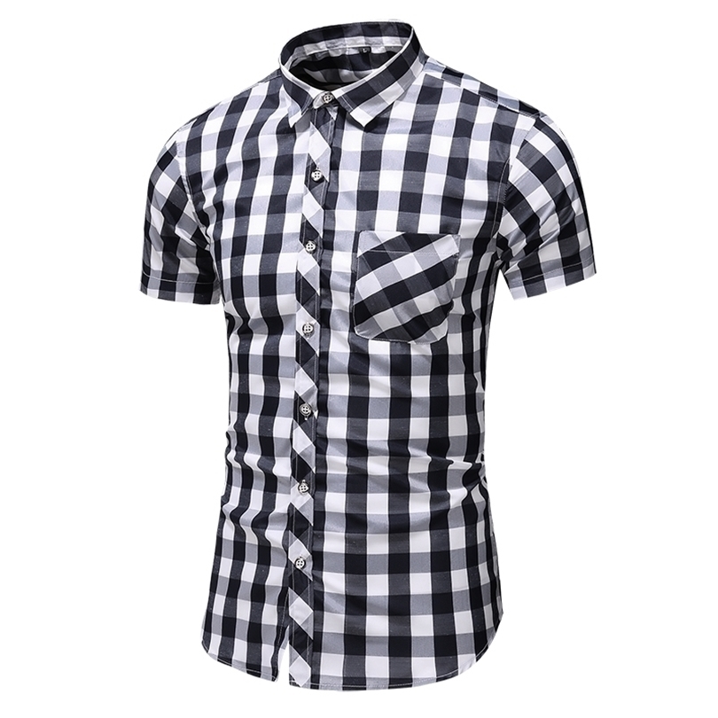 M6XL 7XL mens shirts casual slim fit hawaiian shirt men summer shirt new style plaid short sleeve men clothing shirt