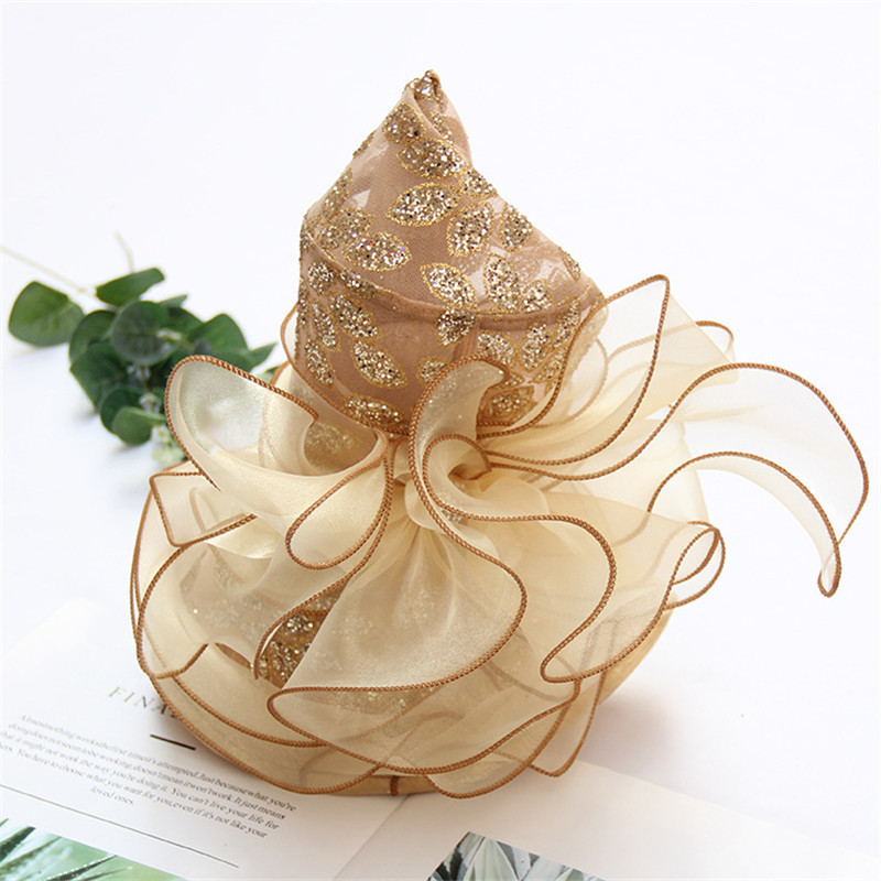 Summer Women Wide Brim Bow Mesh Lace Church Hat Foldable Wedding Tea Party Dress Sun 220429