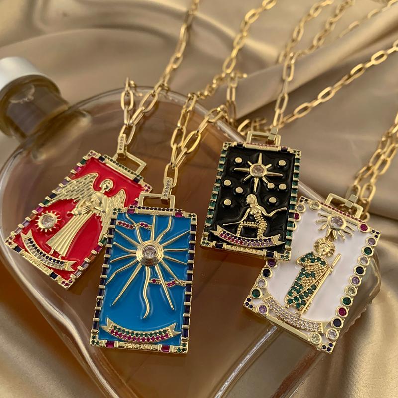 Pendant Necklaces Vintage Colorful Crystal Tarot Cards For Women Man Boho Gold Painting Sun Necklace Creative Jewelry GiftsPendant
Pendant Necklaces Vintage Colorful Crystal Tarot Cards For Women Man Boho Gold Painting Sun Necklace Creative Jewelry GiftsPendant