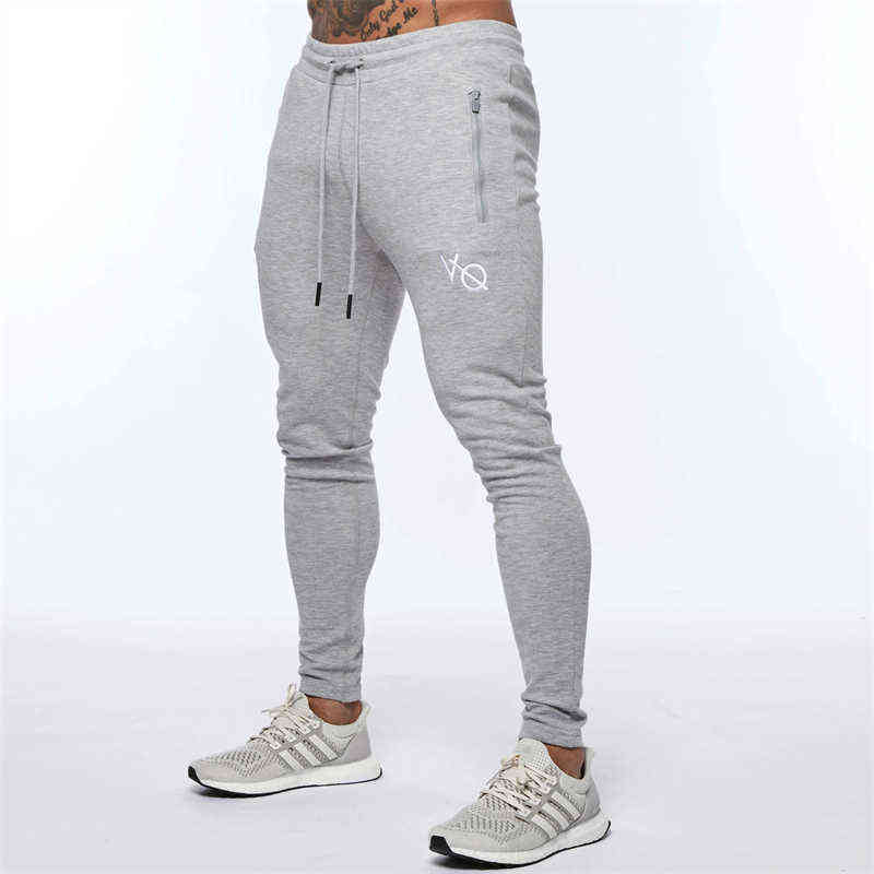 Men New Athleisure Slim Fit Fitness Pants Streetwear Cotton Embroidered ZipUp Pants Joggers Outdoor Running Training Pants J220629