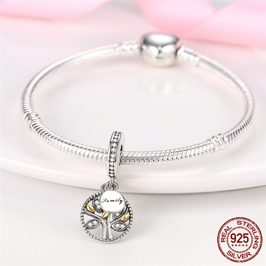 925 Sterling Silver Dangle Charm DIY Heart Shape Dangle Charms For Mom Son Daughter Sister Friend Bead Fit Charms Bracelet DIY Jewelry Accessories