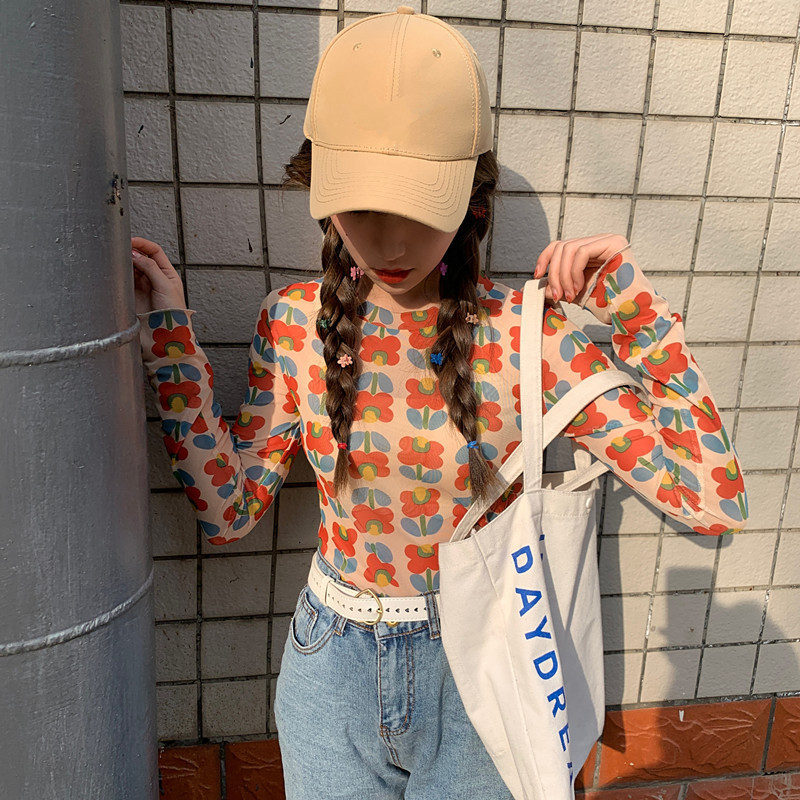 Ruoru Women Sexy Harajuku Mesh Tops Net See Through T Shirt Transparent Undershirt Base Top Camisas Femininas korean mujer 220714