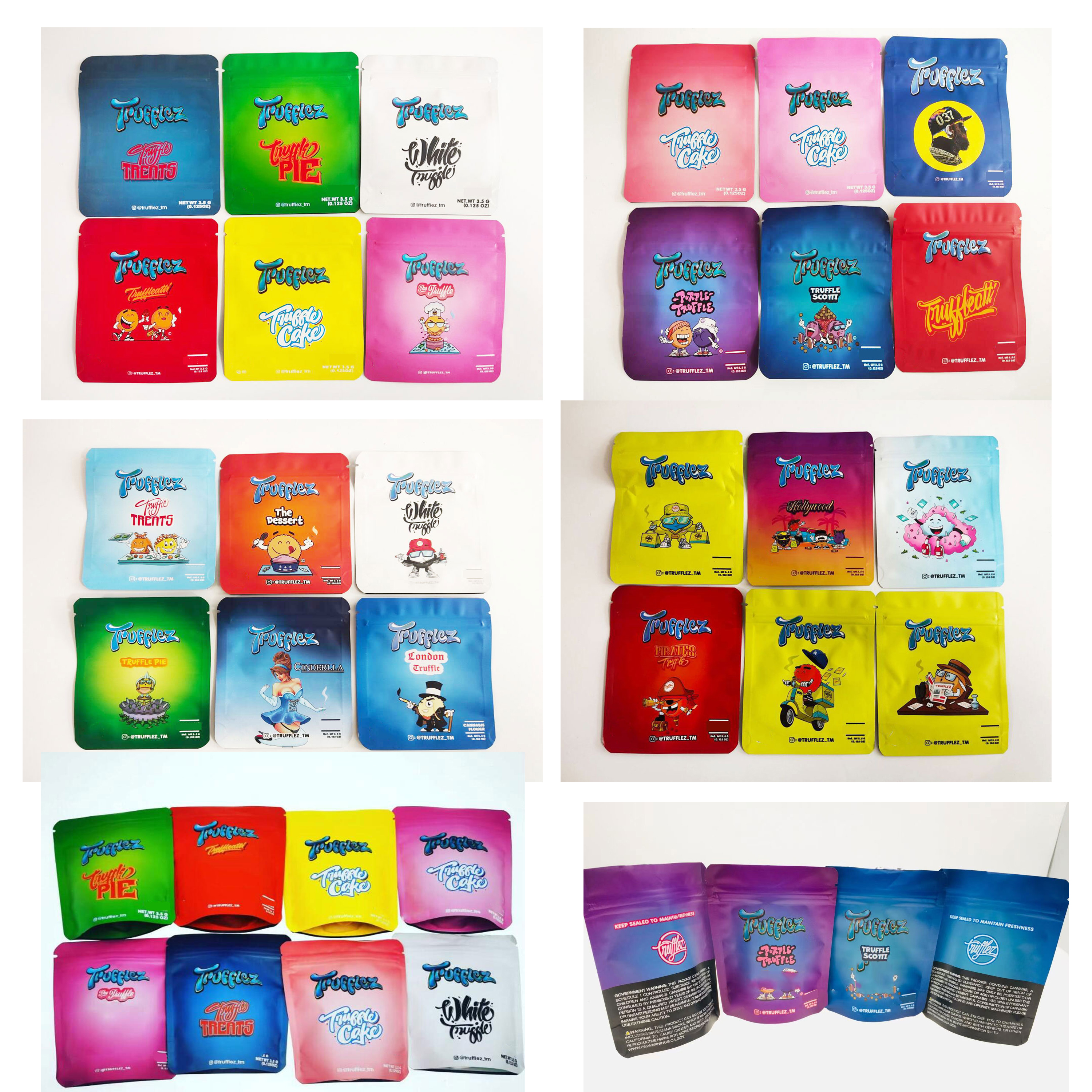EMPTY 3.5g EIGHTH White Trufflez packaging Bag smell proof Cake Pie Truffle snack zipper package childproof Edibles gummies Mylar bags
EMPTY 3.5g EIGHTH White Trufflez packaging Bag smell proof Cake Pie Truffle snack zipper package childproof Edibles gummies Mylar bags