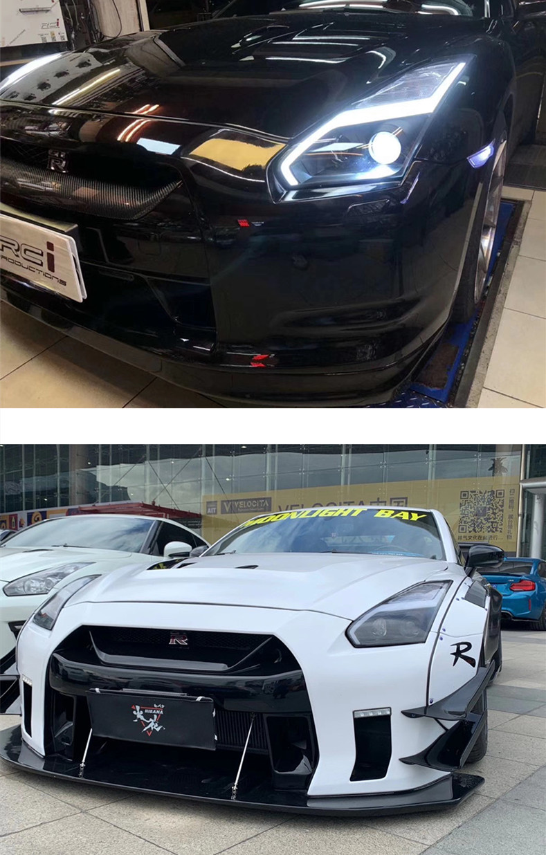 All LED Head Lamp For Nissan GT-R Valenti LED Headlight 2009-17 GTR DRL Turn Signal High Beam Angel Eye Projector Lens