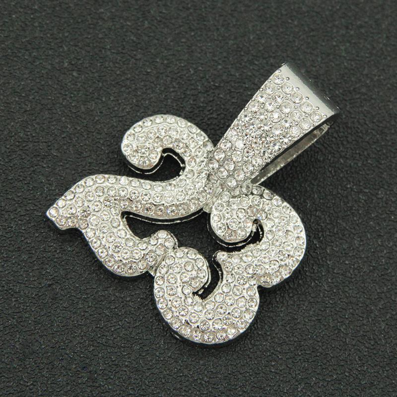 Pendant Necklaces Iced Out Cuban Chains Bling Diamond Number 23 Rhinestone Pendants Mens Gold Chain Charm Hip Hop Jewelry For MenPendant