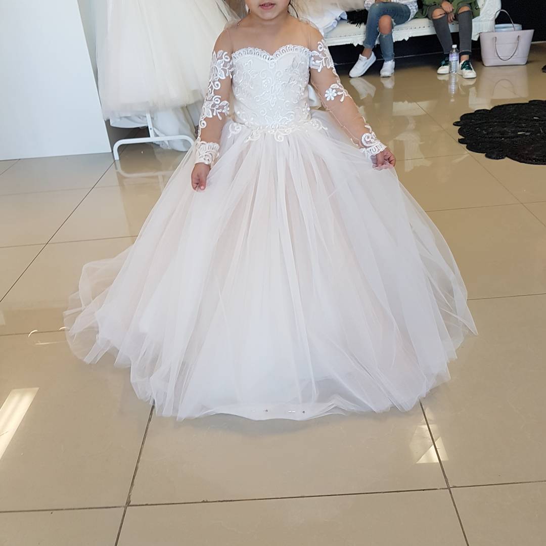 New Flower Girl Dress Brithday Party Wedding Formal Pageant Dress Occasion Princess Tutu Appliqued Lace Bow Kids ceremonial first Holy communion girls