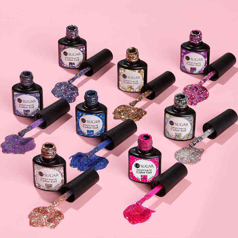 NXY Nail Gel 7 5ml Glitter Uv Polish Bling Sequins Rose Gold Silver Soak Off Manicure Varnish Base Top 0328