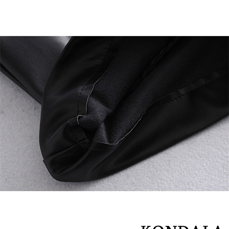 KONDALA Women s Shorts Vintage PU Leather High Waist Undefined Drapped Trousers Female Office Wear 220629