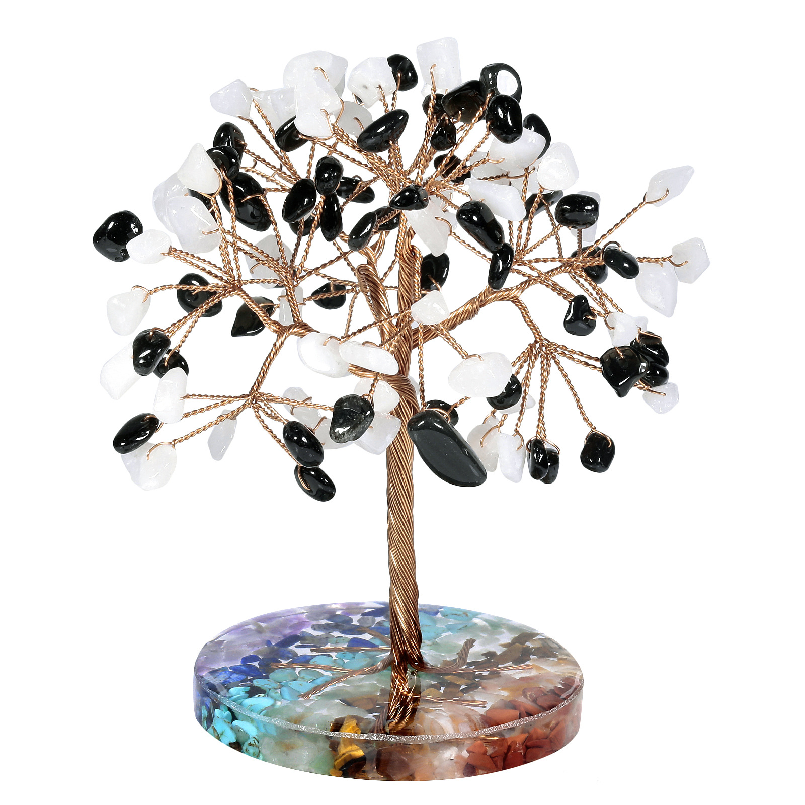Super Mini Crystal Stone Money Tree Copper Wire Wrapped W/Agate Slice Base Gemstone Reiki Chakra Feng Shui Trees Home Decoration ornament