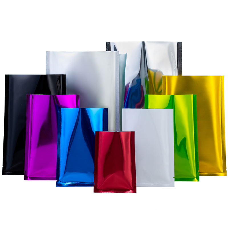 100pcs Glossy Matte Colored Open Top Aluminum Foil Packaging Bag Heat Sealing Herbal Powder Soap Shampoo Salt Seeds Chocolate Tea Snack Food Storage P