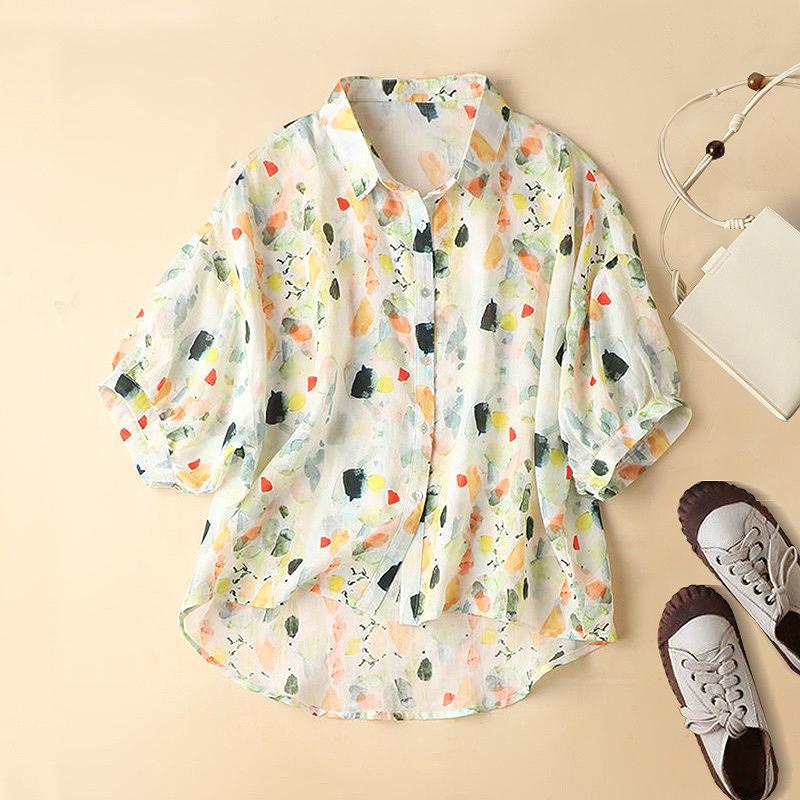 Women's Blouses & Shirts Printed Blouse Women Retro Short Sleeve Tops Casual Floral Shirt Female Summer Literature Buttons Up Loose BlousesW, Blue
Women's Blouses & Shirts Printed Blouse Women Retro Short Sleeve Tops Casual Floral Shirt Female Summer Literature Buttons Up Loose BlousesW, Blue