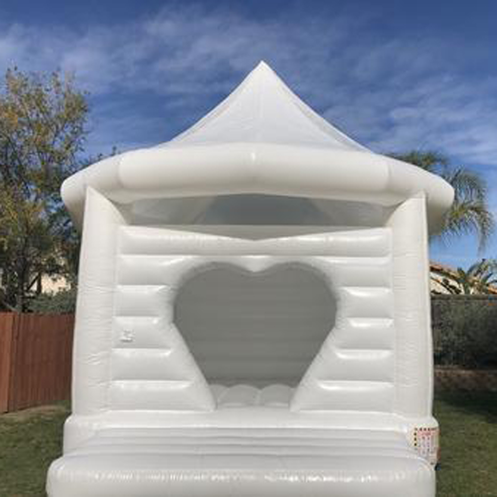 wedding white inflatable bouncy castle jumping bouncer bounce house with heart shaped door for adult party