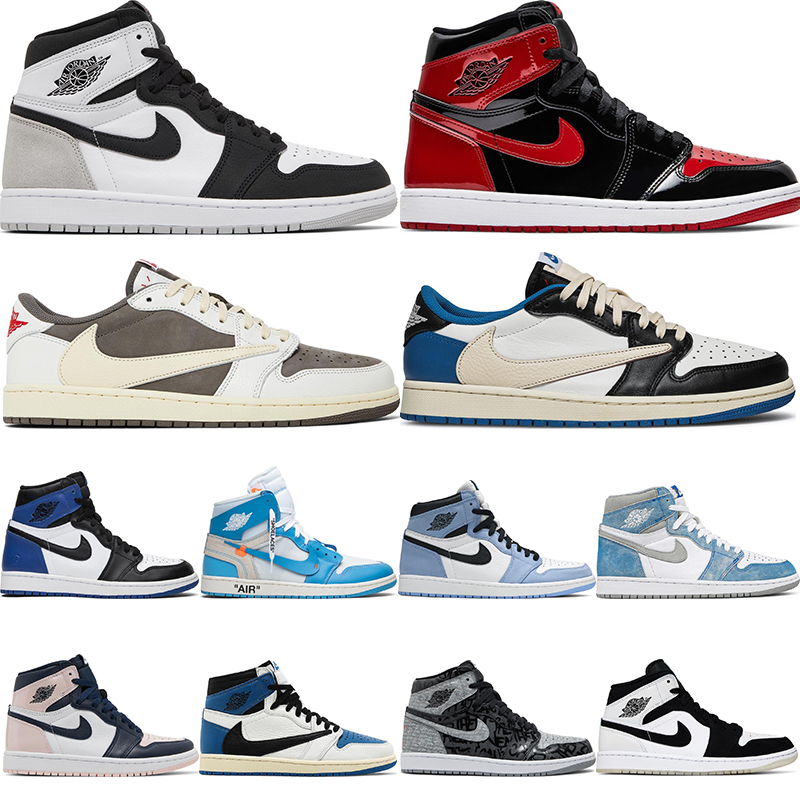 

None-Nike Air Jordan 1 Basketball Shoes AJ1 X Off White Fragment Design Travis Scott Reverse Mocha Low High Bred Patent University Blue Twist Stage Haze Size 36-47, 20