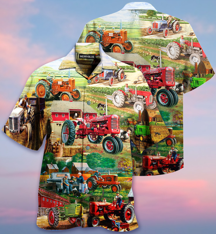 Farm Tractor Unisex-Adults Printed Customized Breathable Hawaii Polo Shirts Youth Couples Beach Multi Color T Shirt 220608