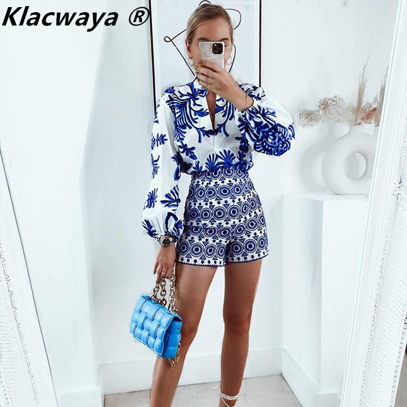 Klacwaya Women Blue Embroidery High Waist Shorts Fashion Lady Boho Style Shorts Vintage Side Zipper Chic Female Pants 220527