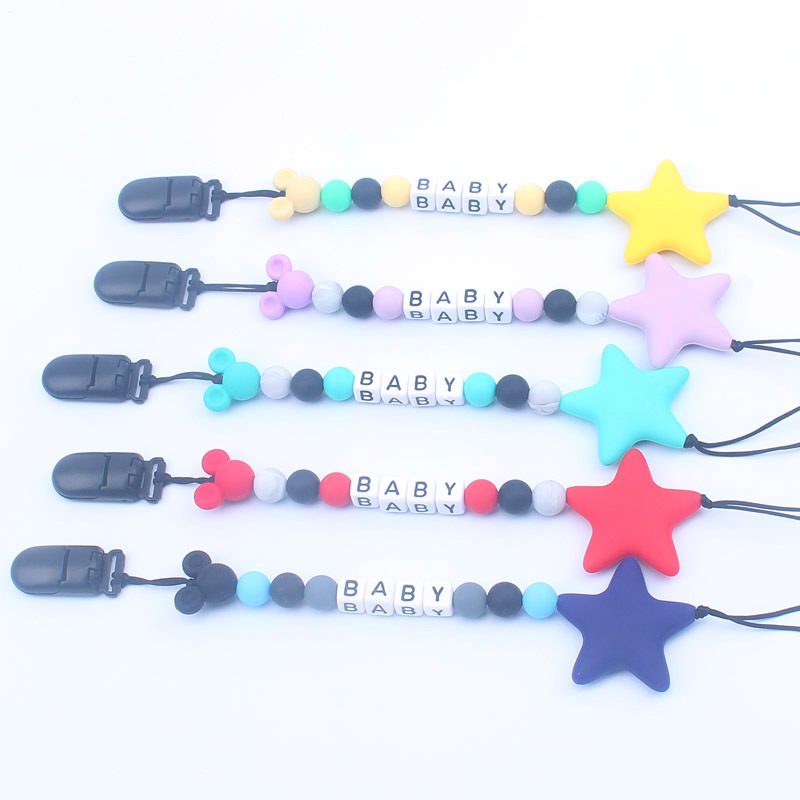 Personalized Name Handmade Pacifier Clips Holder Chain Silicone Pacifier Chains Five Star Baby Teether Teething
Personalized Name Handmade Pacifier Clips Holder Chain Silicone Pacifier Chains Five Star Baby Teether Teething