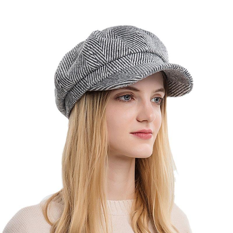 Visors Women Winter Octagonal Hat European And American Retro Caps Korean Style British Striped HatVisors, Black
Visors Women Winter Octagonal Hat European And American Retro Caps Korean Style British Striped HatVisors, Black