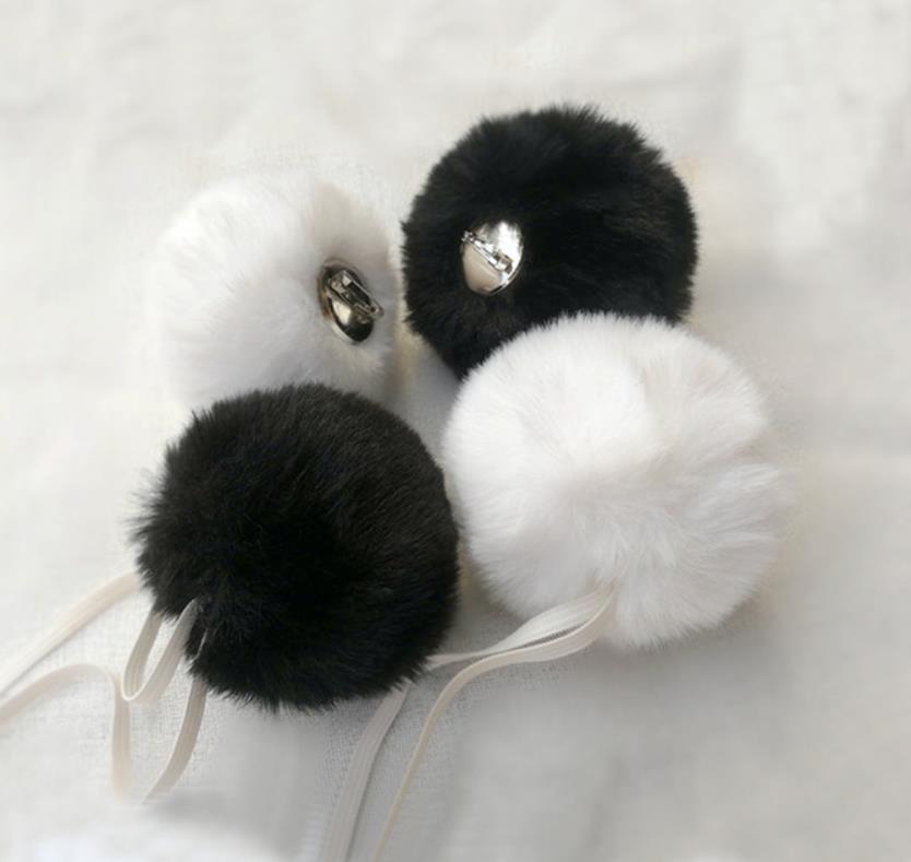 Bunny Pom Tail Plush Rabbit Lolita Costume Accessories Halloween Easter Christmas Cosplay Supplies White Black