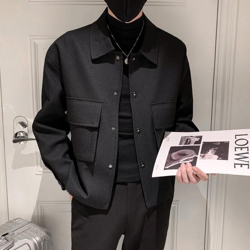 Men's Jackets Men Autumn Pockets Turn-down Collar Skinny Fashion Outwear Plus Size Streetwear Arrival BF Clothing Cazadora HombreMen's AAA