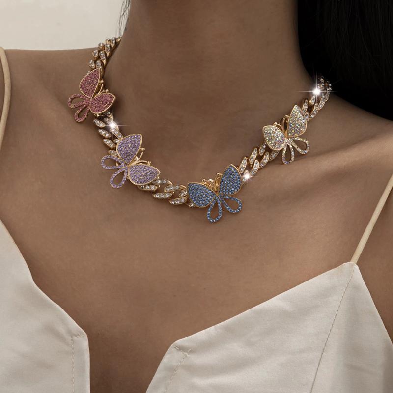 Chokers Punk Crystal Miami Cuban Chain Butterfly Necklace For Women Kpop Luxury Rhinestone Thick Choker Fashion Jewelry Gifts
Chokers Punk Crystal Miami Cuban Chain Butterfly Necklace For Women Kpop Luxury Rhinestone Thick Choker Fashion Jewelry Gifts