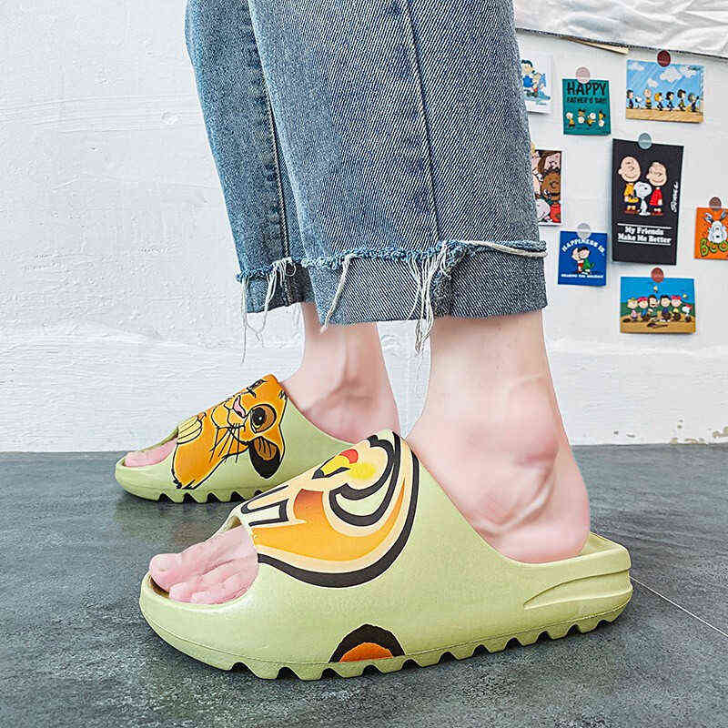 2022 New Slippers Flip Sesame Street Man Beach Shoes Summer Fashion Coconut Ripe Slippers Women Outdoor Slippers Y220412