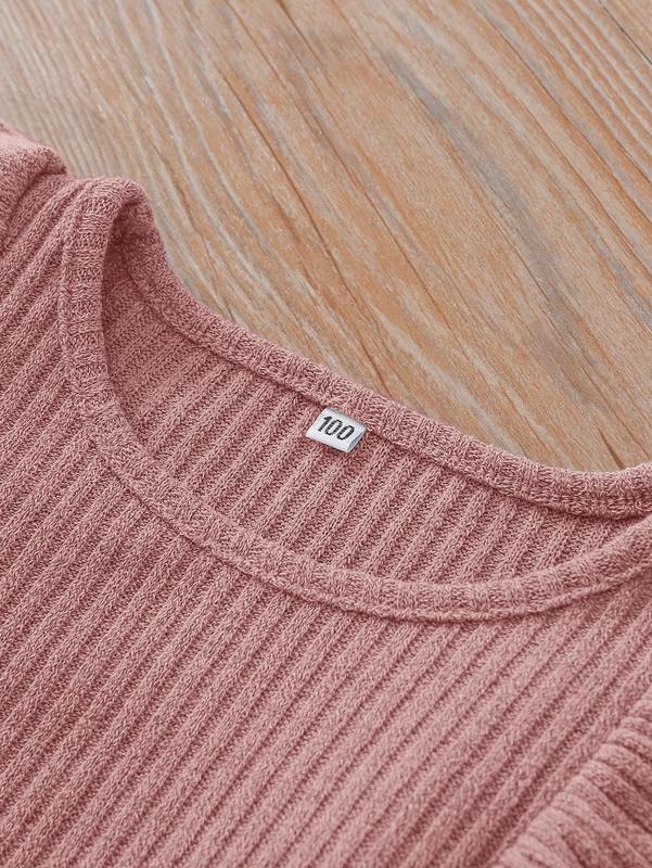 Toddler Girls Solid Ruffle Trim Top & Leggings SHE