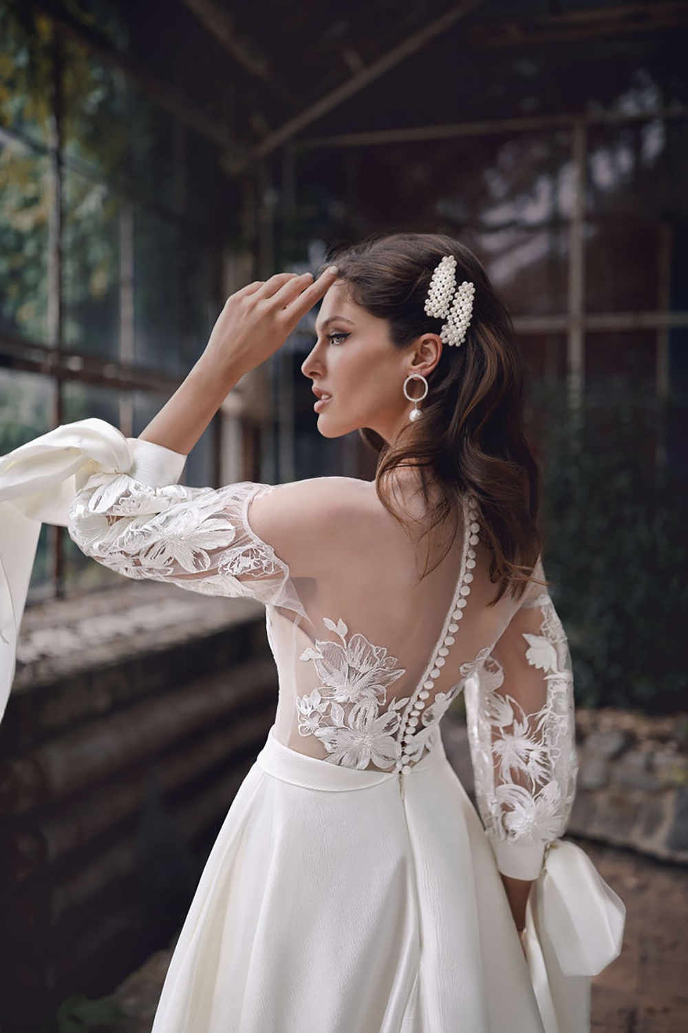 Elegant A-e Dresses Deep V Neck Long Sleeve Off Shoulder Chiffon Satin High Waist Appliques or Length Boho Bridal Dress Bohemian Wedding Gowns