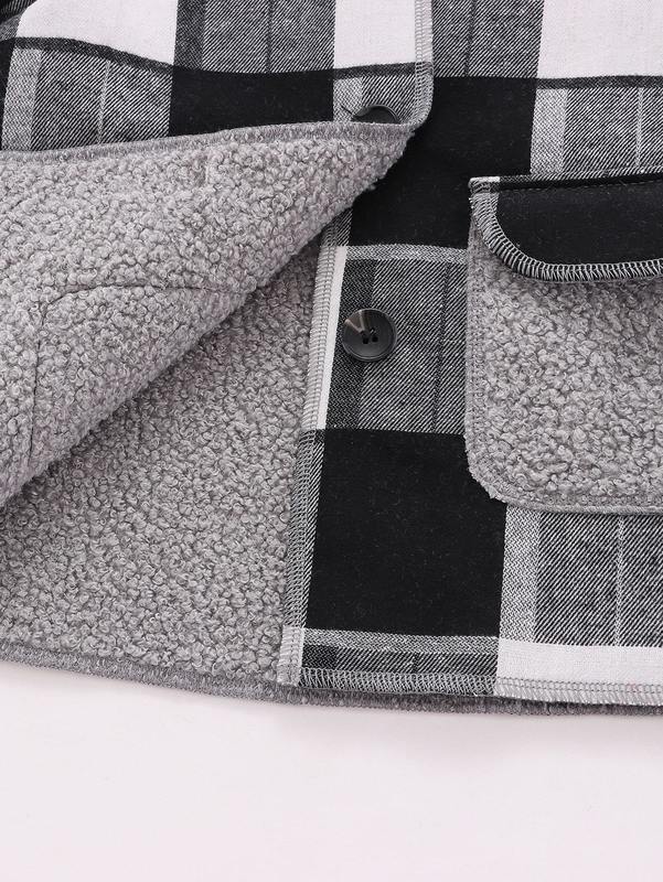 Toddler Boys Plaid Thermal Lined Hooded Coat SHE