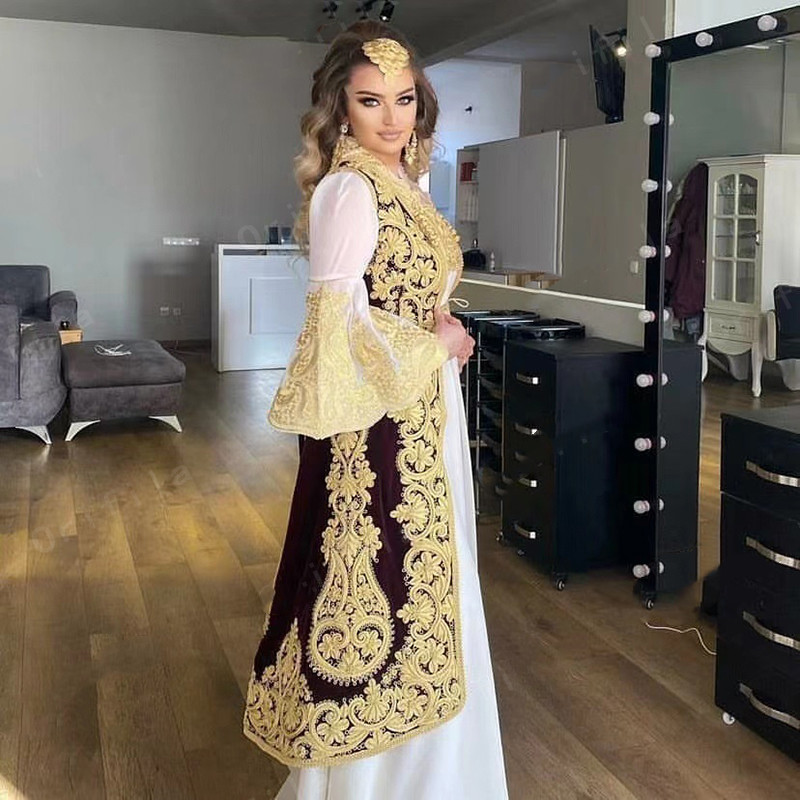 Modest Traditional Albanian Robes Black Evening Dresses Women Party Robe 2022 Lace Prom Dress vestido De Fiesta De Boda