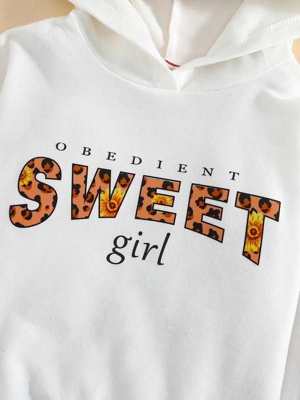 Baby Letter & Leopard Print Hoodie SHE