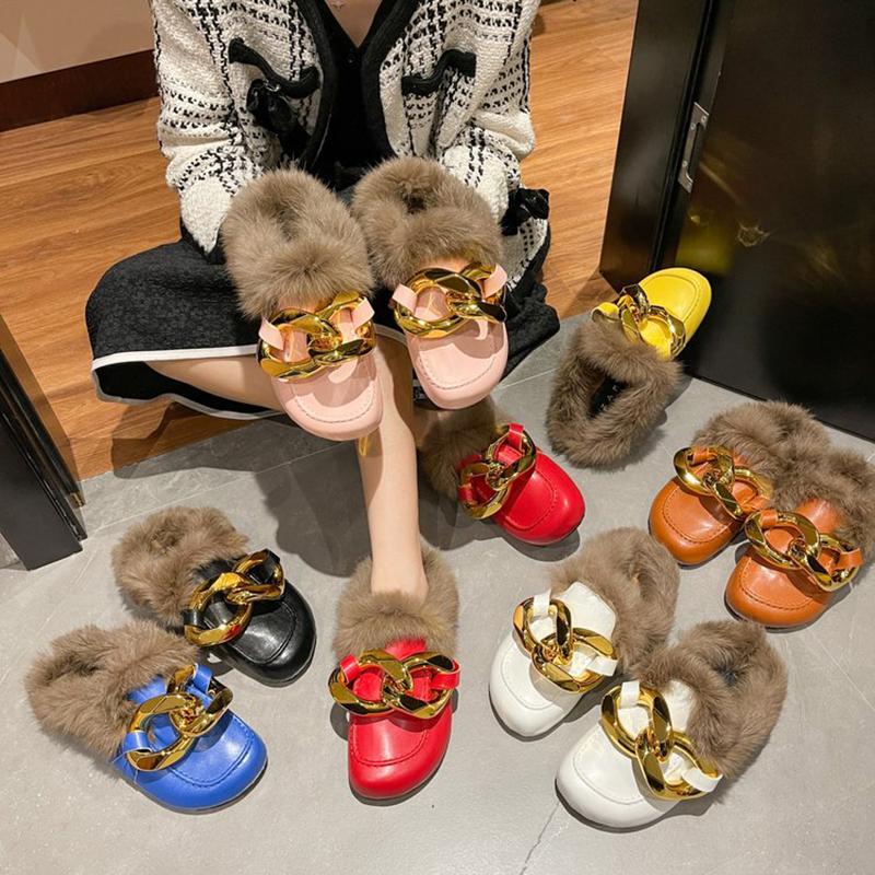 Slippers Furry Mules Shoes Women Autumn Winter Plush Warm Closed Toe Ladies Large Metal Chain Cozy Lazy Slip-on Size 35-42, White
Slippers Furry Mules Shoes Women Autumn Winter Plush Warm Closed Toe Ladies Large Metal Chain Cozy Lazy Slip-on Size 35-42, White
