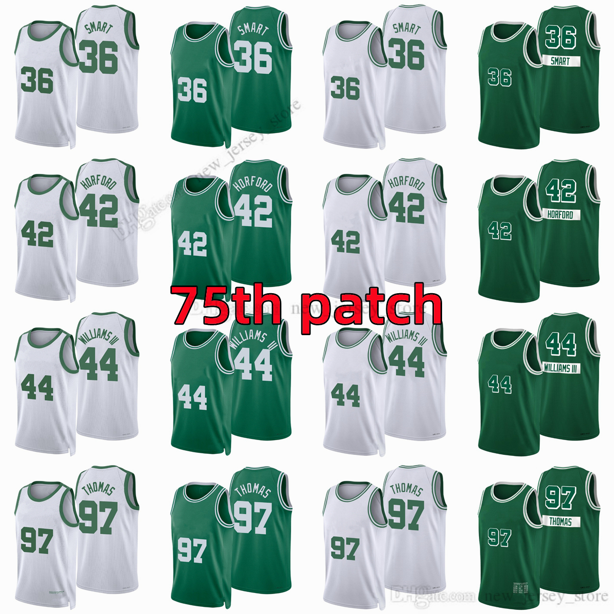 Printed Diamond 75th Anniversary City Basketball Al 42 Horford Jerseys Marcus 36 Smart 44 Robert Williams III 97 Brodric Thomas White green Man Jersey, Printed (with team logo)
Printed Diamond 75th Anniversary City Basketball Al 42 Horford Jerseys Marcus 36 Smart 44 Robert Williams III 97 Brodric Thomas White green Man Jersey, Printed (with team logo)