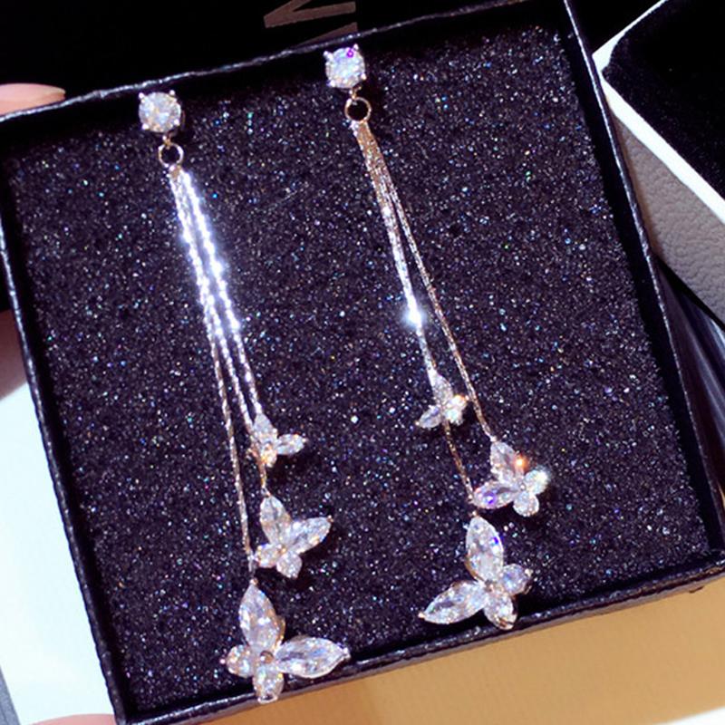 Stud Transparent Crystal Butterfly Tassel Earring Charm Bling Zircon Long Style Wedding JewelryStud
Stud Transparent Crystal Butterfly Tassel Earring Charm Bling Zircon Long Style Wedding JewelryStud