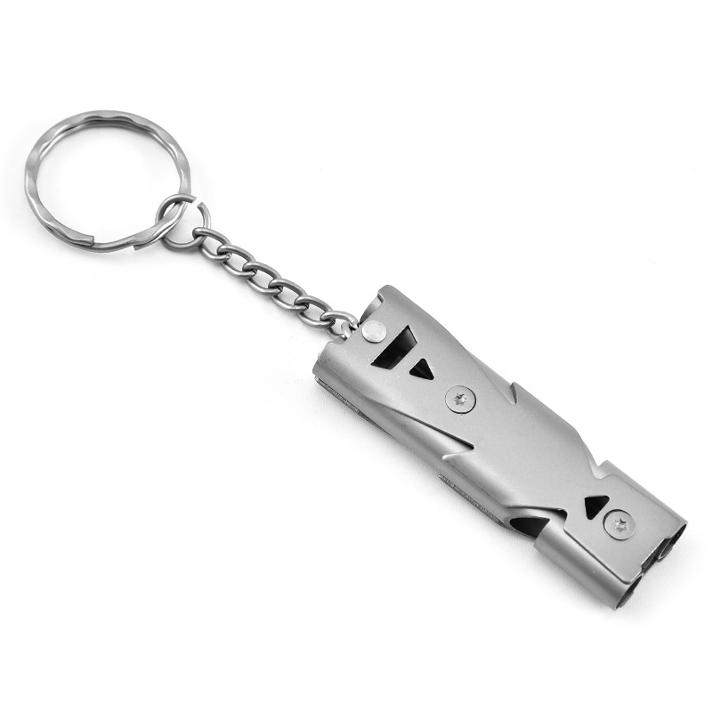 Whistles Keychains Ring Portable Stainless Steel Self Defense Key Chains Holder Fashion Car Keyrings Accessories Outdoor Survival Mini Double Tube EDC